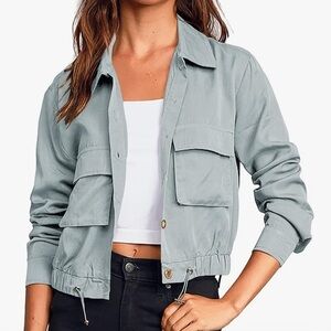 Amazon Women's Utility Jacket in Light Gray (Gray/Blue)